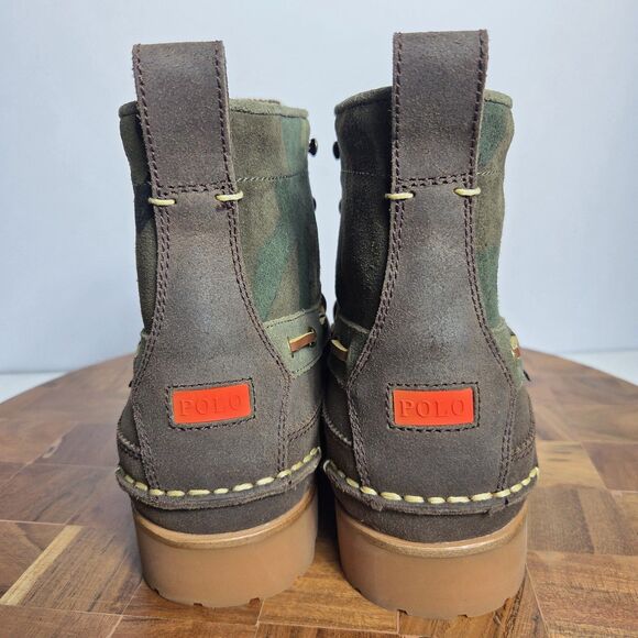 Polo Ralph Lauren Country Ranger MID Camo Brown Leather Suede Boots Men\'s 10.5